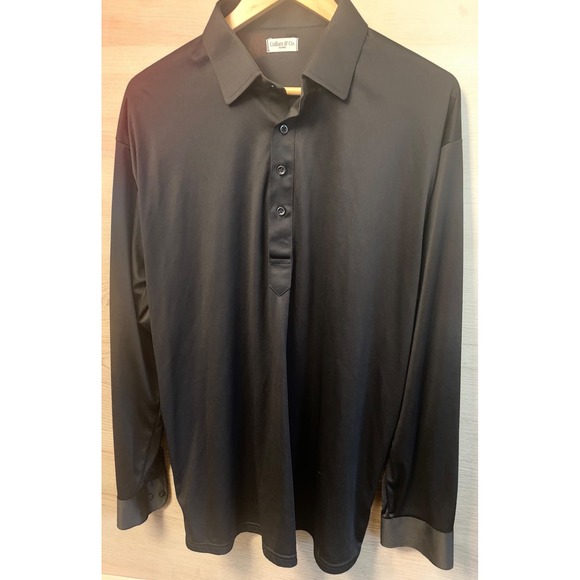 Collars & Co. Other - Collars & Co. Dress Collar Polo Black Long Sleeve Performance Mens Shirt XL